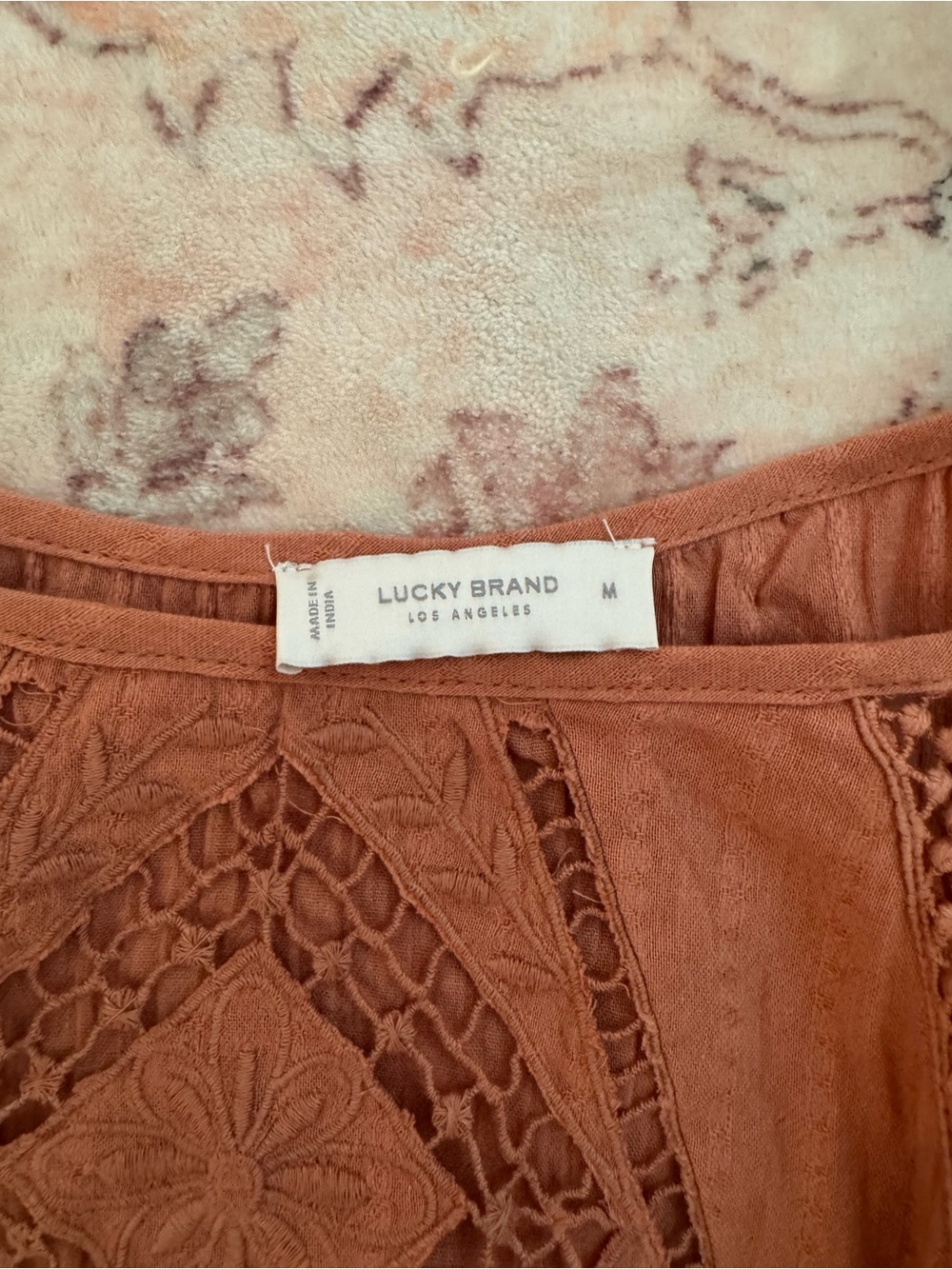 Lucky Brand Terracotta Maxi Dress with Lace Insets - Picture 2 of 2